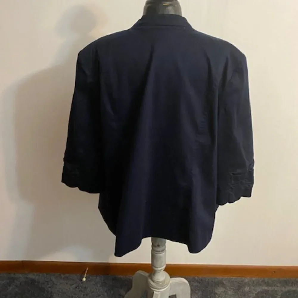 Dressbarn Navy Blue 3/4 sleeveless jacket, size 3X